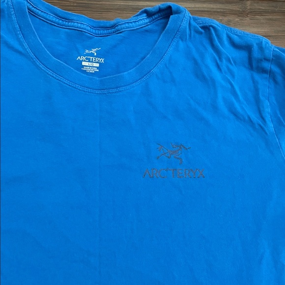 Arc'teryx Emblem Tee in mid-blue cotton. - Picture 2 of 3